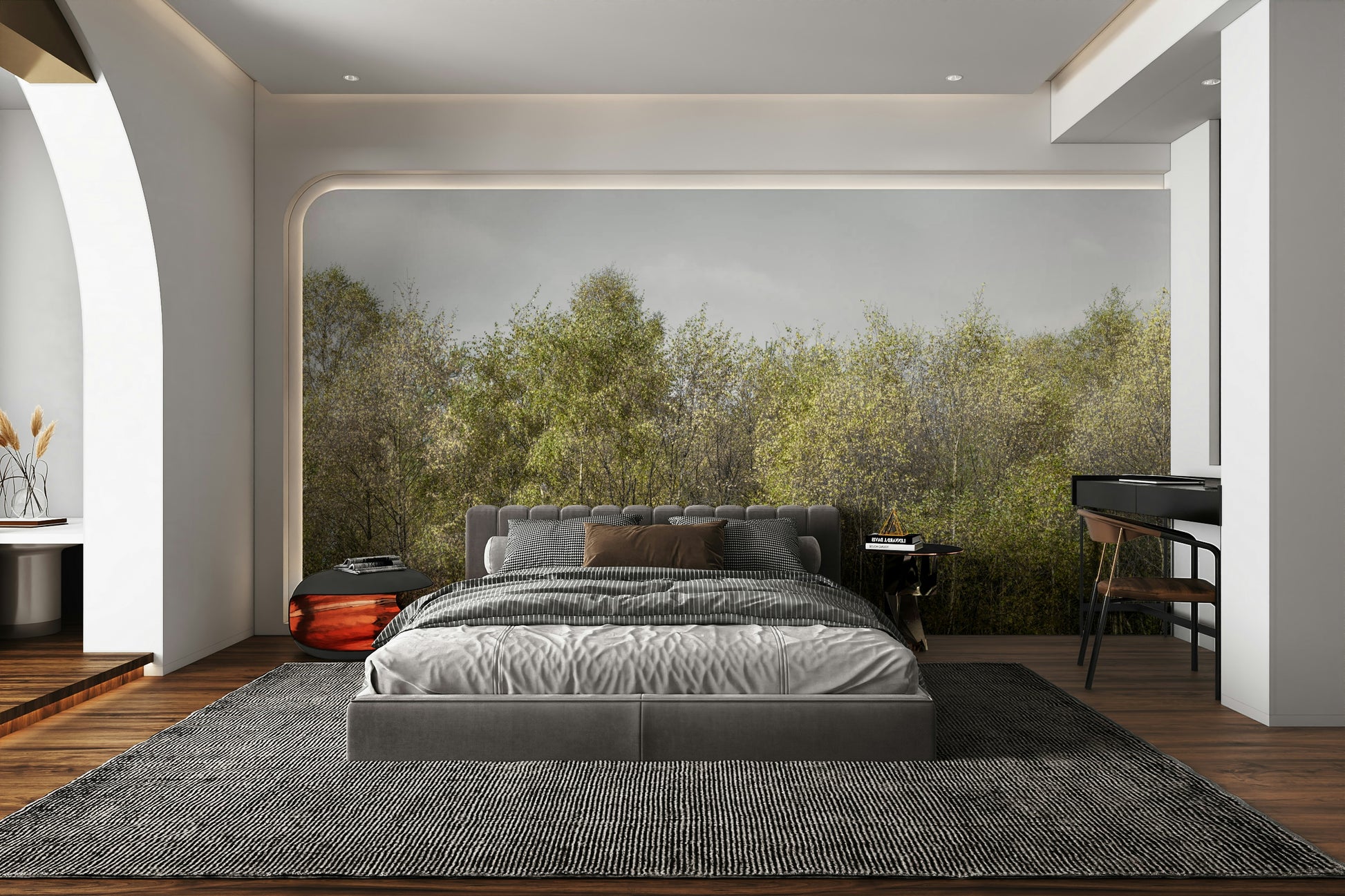 Birch Grove serene wallpaper

