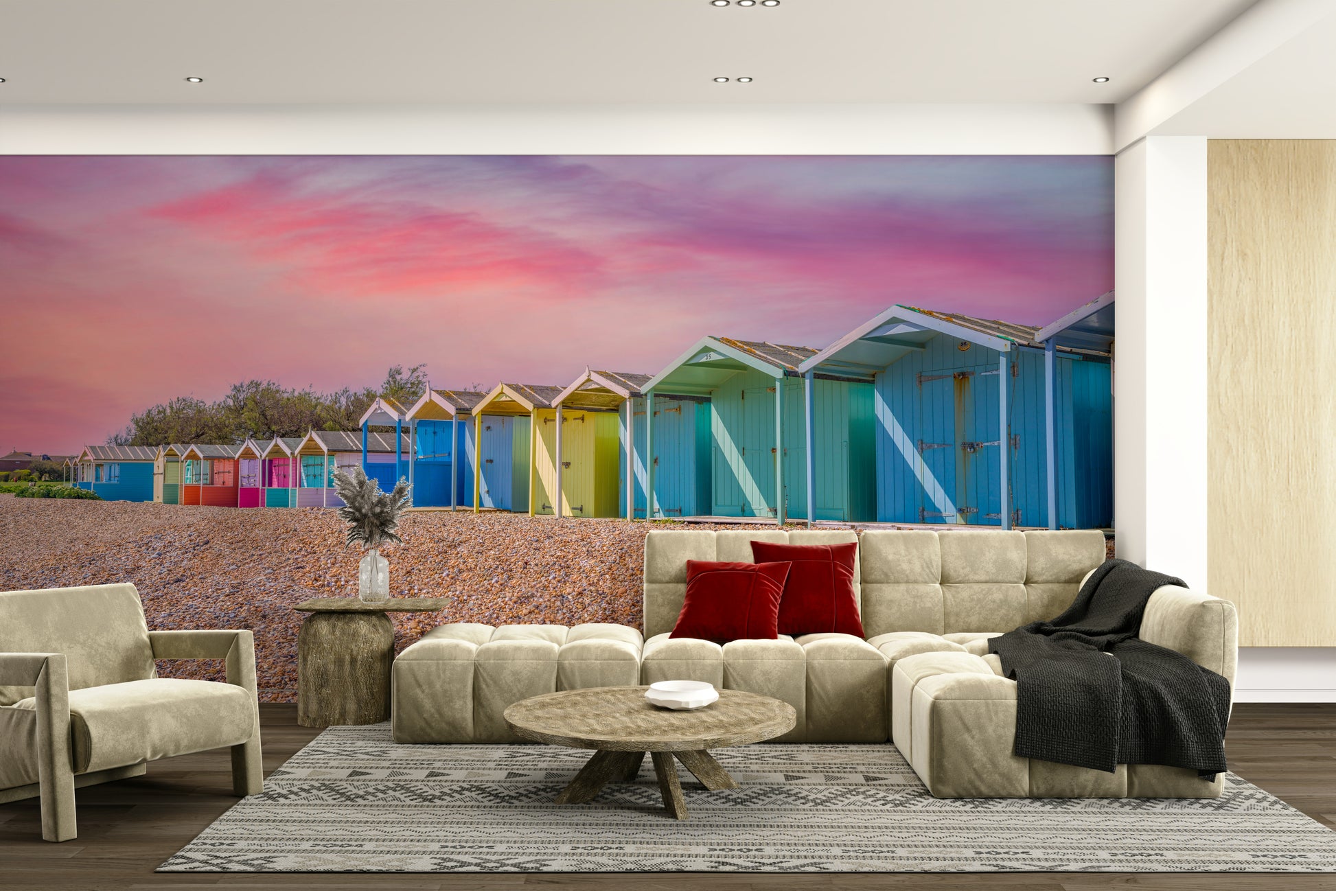 Beach Hideaways beach huts wallpaper

