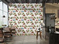 Holiday Cheer lively mural wallpaper

