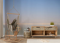 An angled shot of the mural's gentle color palette.

