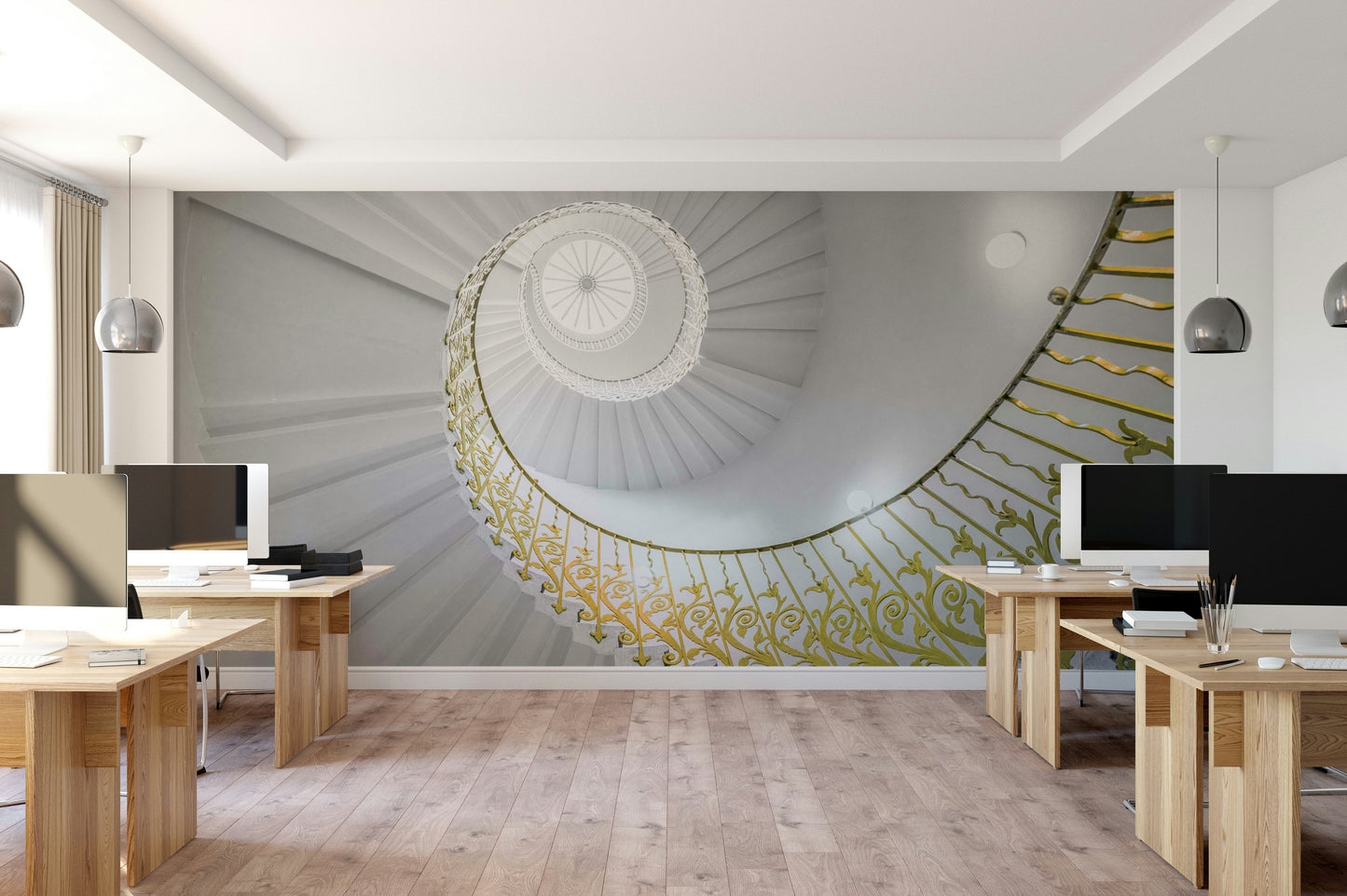 The wallpaper for walls being admired in a home.

