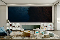 The peel and stick wallpaper on a smooth wall surface.

