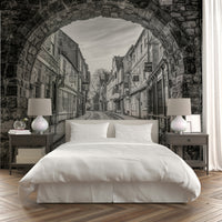 The wallpaper for walls being admired in a home.