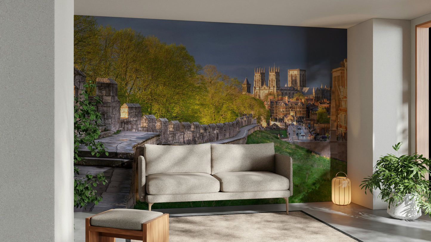 The peel and stick wallpaper on a smooth wall surface.

