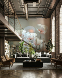 A beautiful modern field wall mural for a living room.

