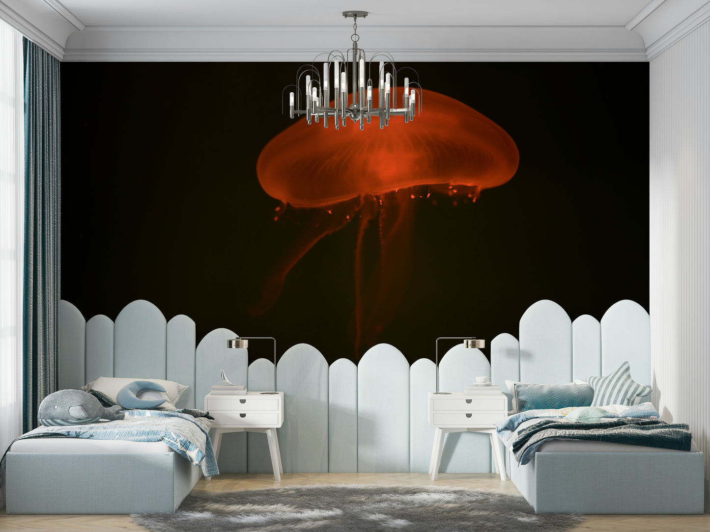 A classic aquarium wallpaper for walls with a fish theme.

