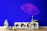 A calming blue water wallpaper mural that defines a space.

