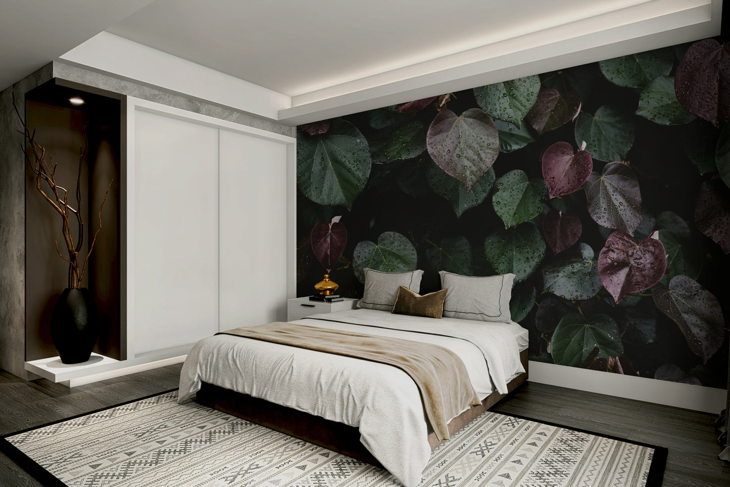 A high-angle view of the wall mural in a large space.

