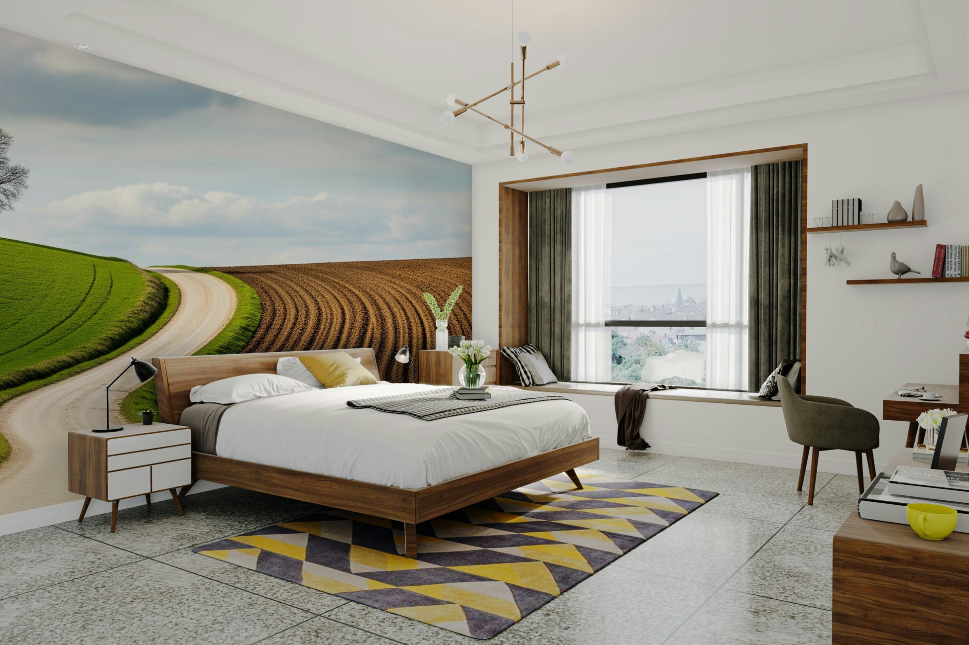 The wallpaper for walls being admired in a home.