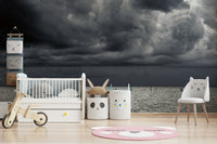 A calming ocean wave wallpaper mural that defines a space.

