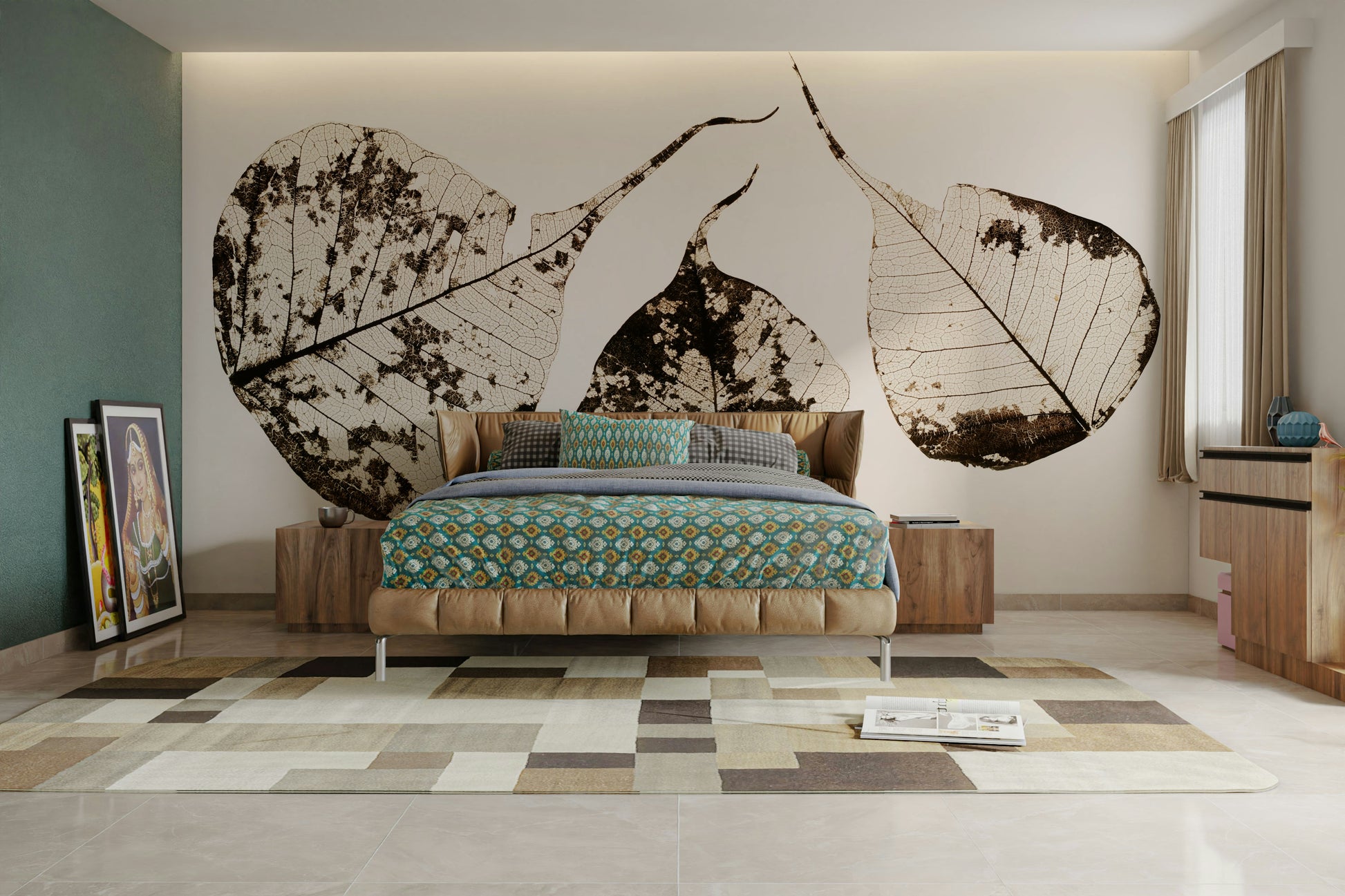 A beautiful autumn leaf wallpaper mural for a modern home.

