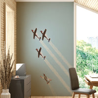 A graceful fighter jet wall mural in classic tones.


