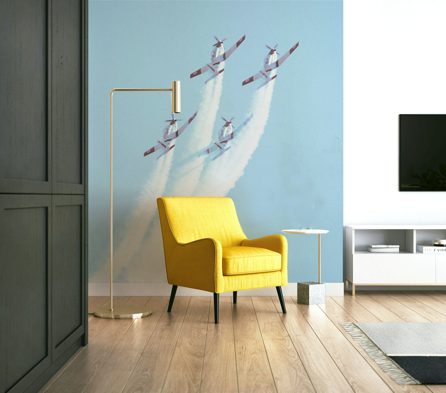 A serene historic aviation wall mural for your decor.

