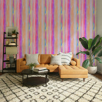 A peaceful colorful pattern mural on decorative wallpaper.

