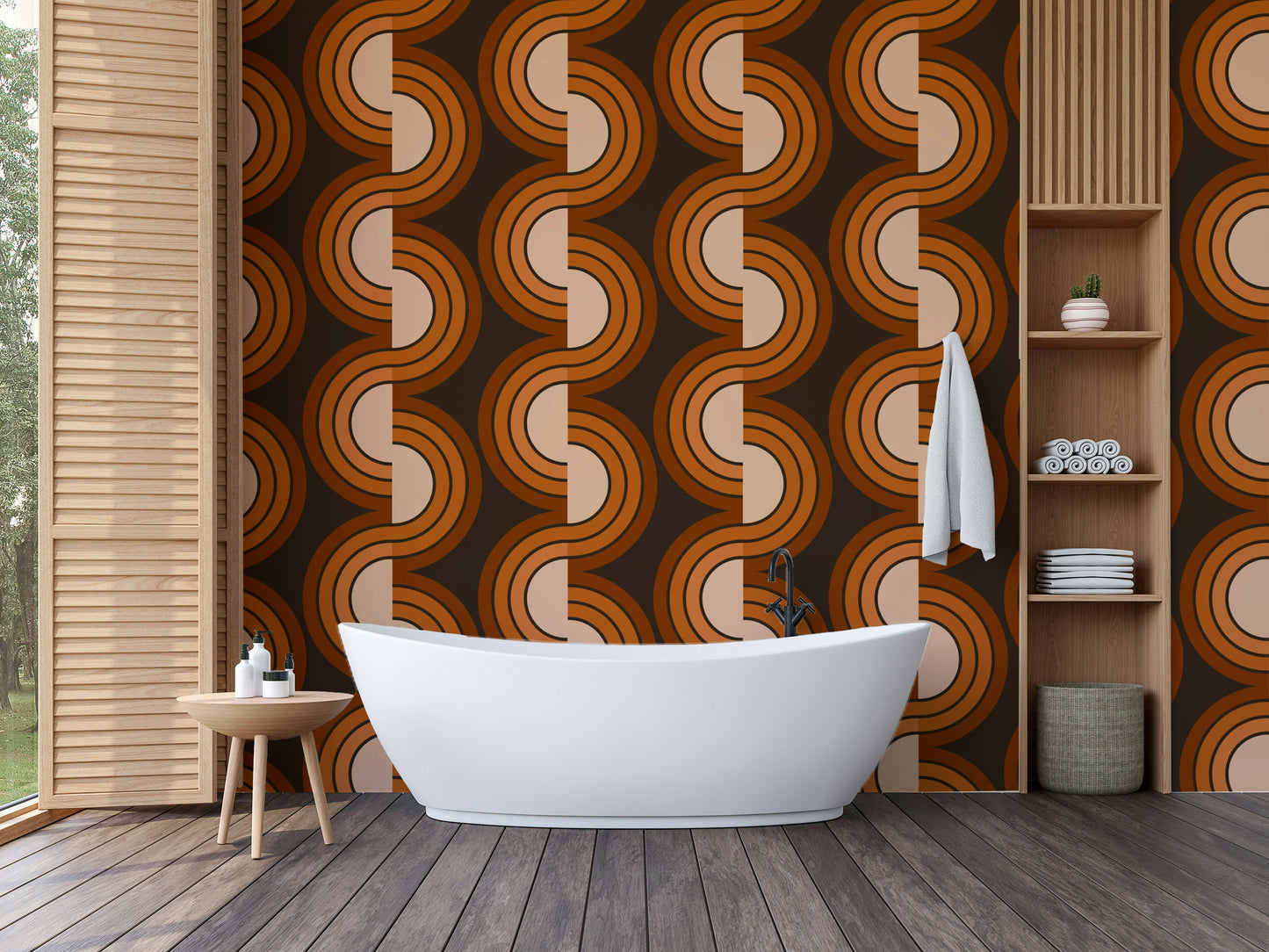 An artistic geometric shape mural for home decor.

