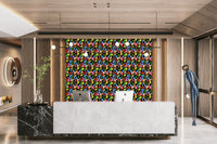 A vibrant chromatic cube wall mural for abstract decor.

