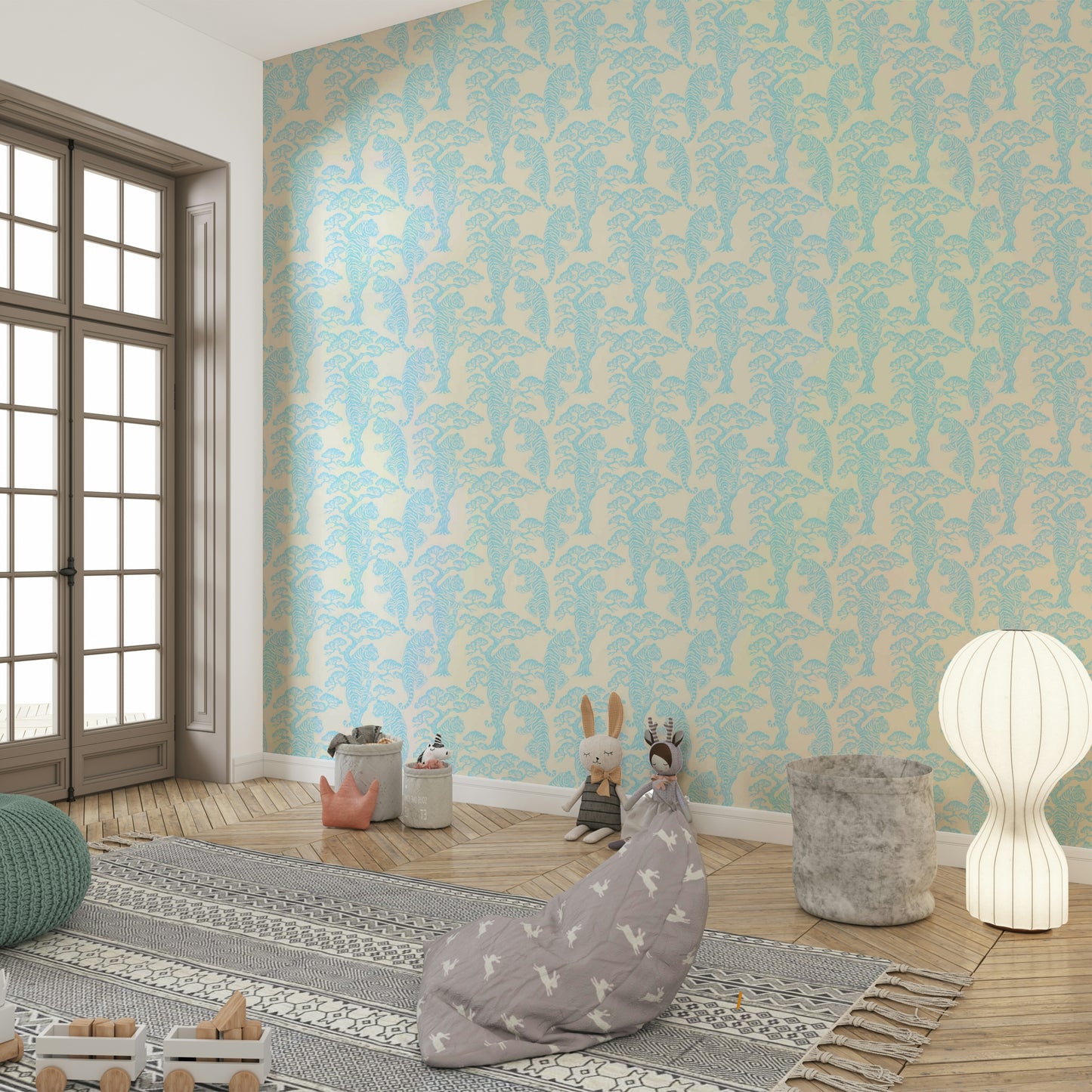 A beautiful tropical foliage wall mural for a living room.

