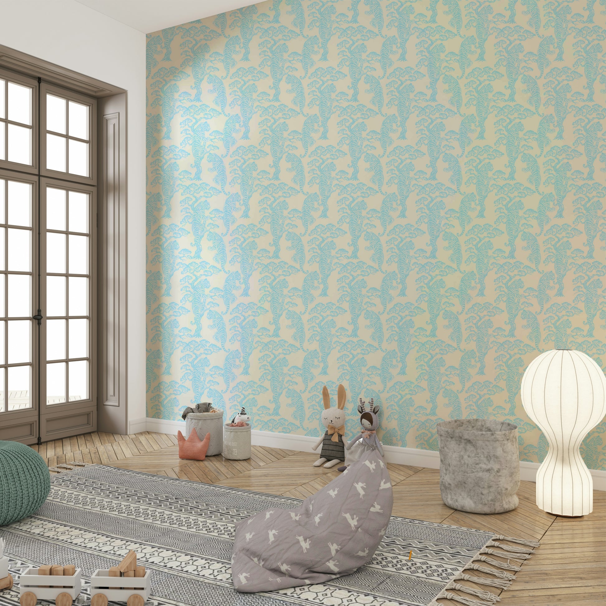 A beautiful tropical foliage wall mural for a living room.

