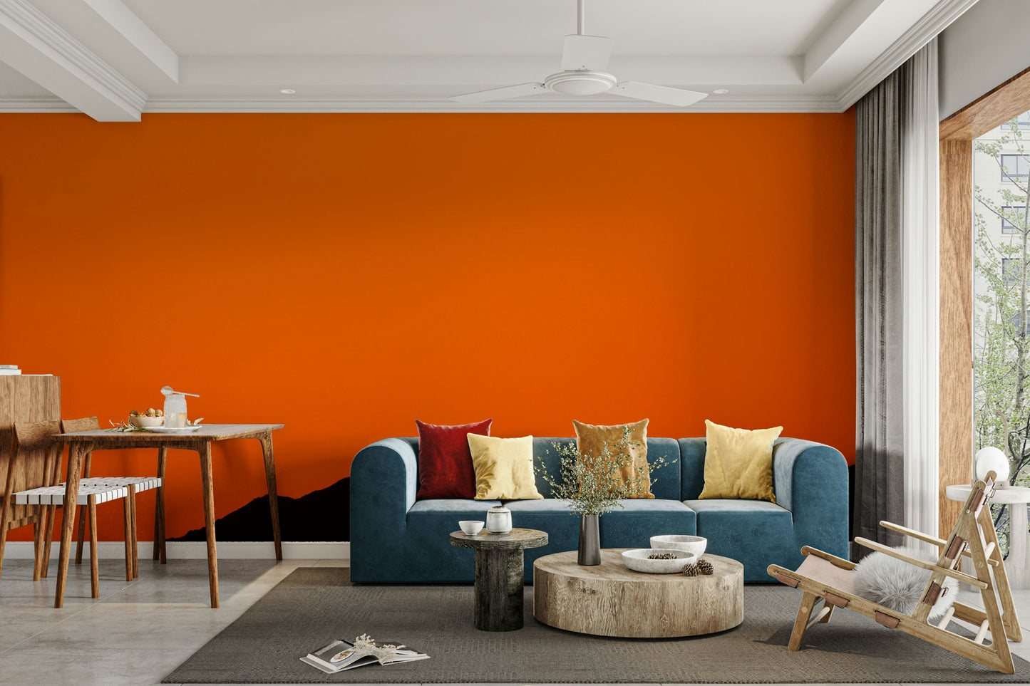 A graceful subtle tone wall mural in warm, natural colors.

