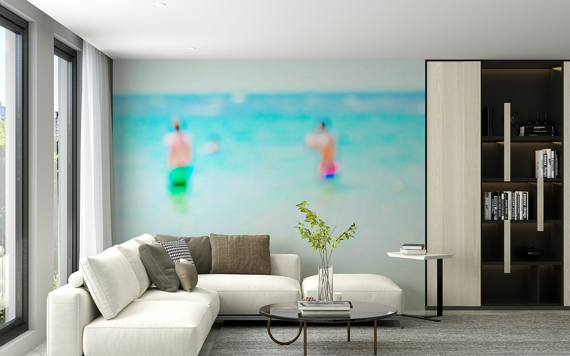 A beautiful coastal scene wallpaper mural for a modern home.

