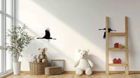 A calming serene bird wallpaper mural that defines a space.

