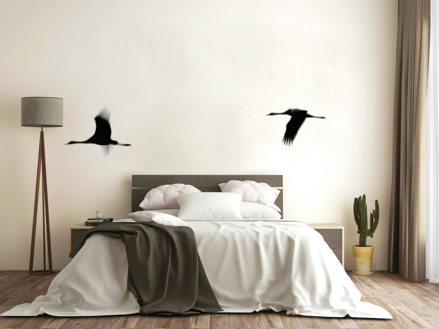 A classic crane bird wallpaper for walls.

