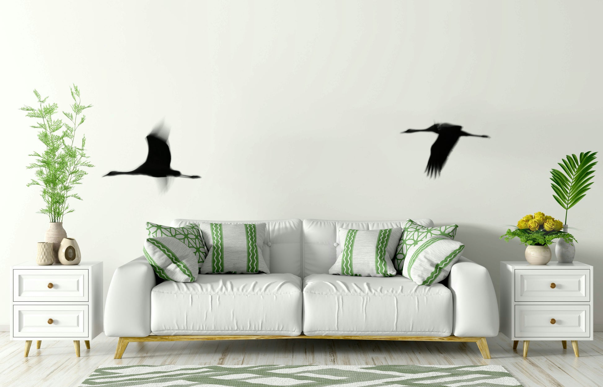 A tranquil bird design wall mural for your decor.

