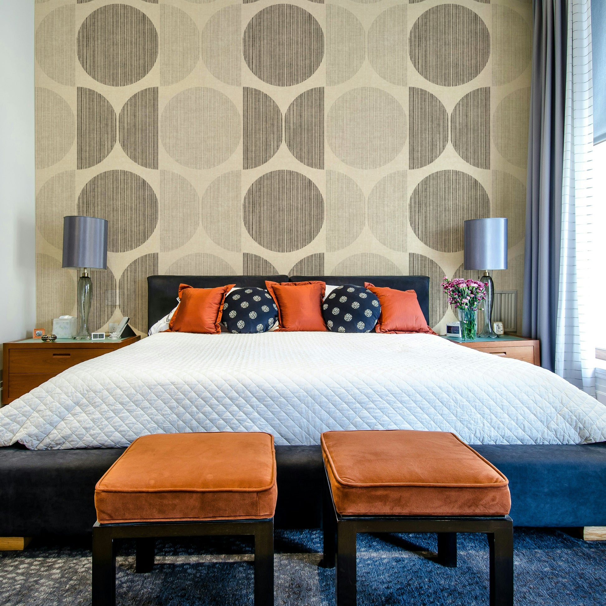 An artistic minimalist shape mural for home decor.

