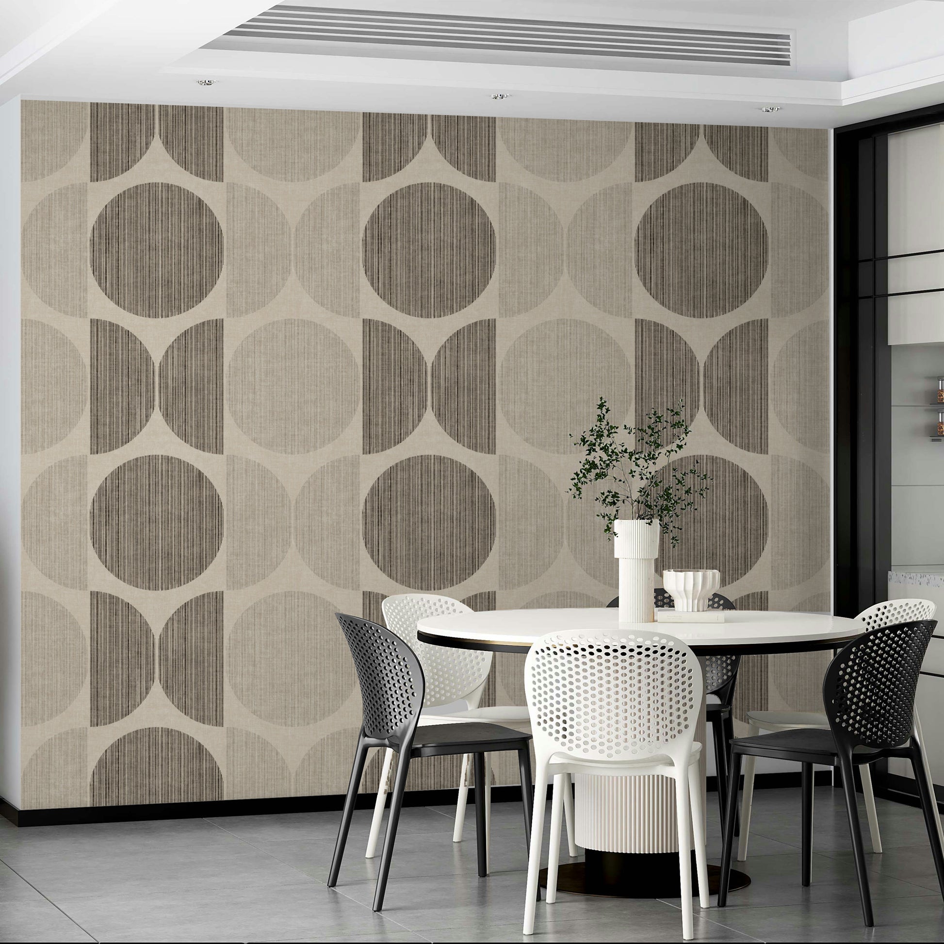 A contemplative midcentury design wallpaper mural for a feature wall.


