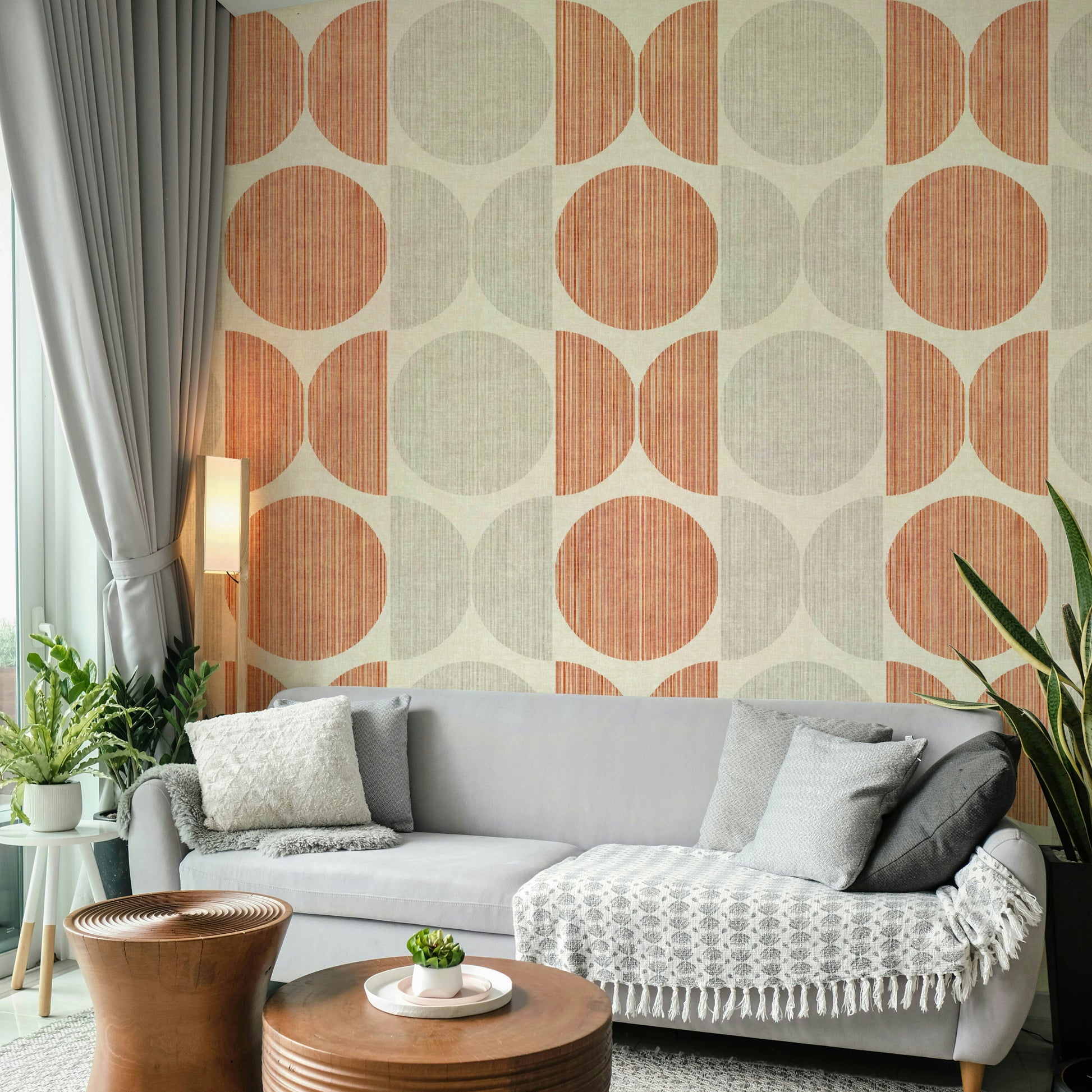 A calming modern design wallpaper mural that defines a space.

