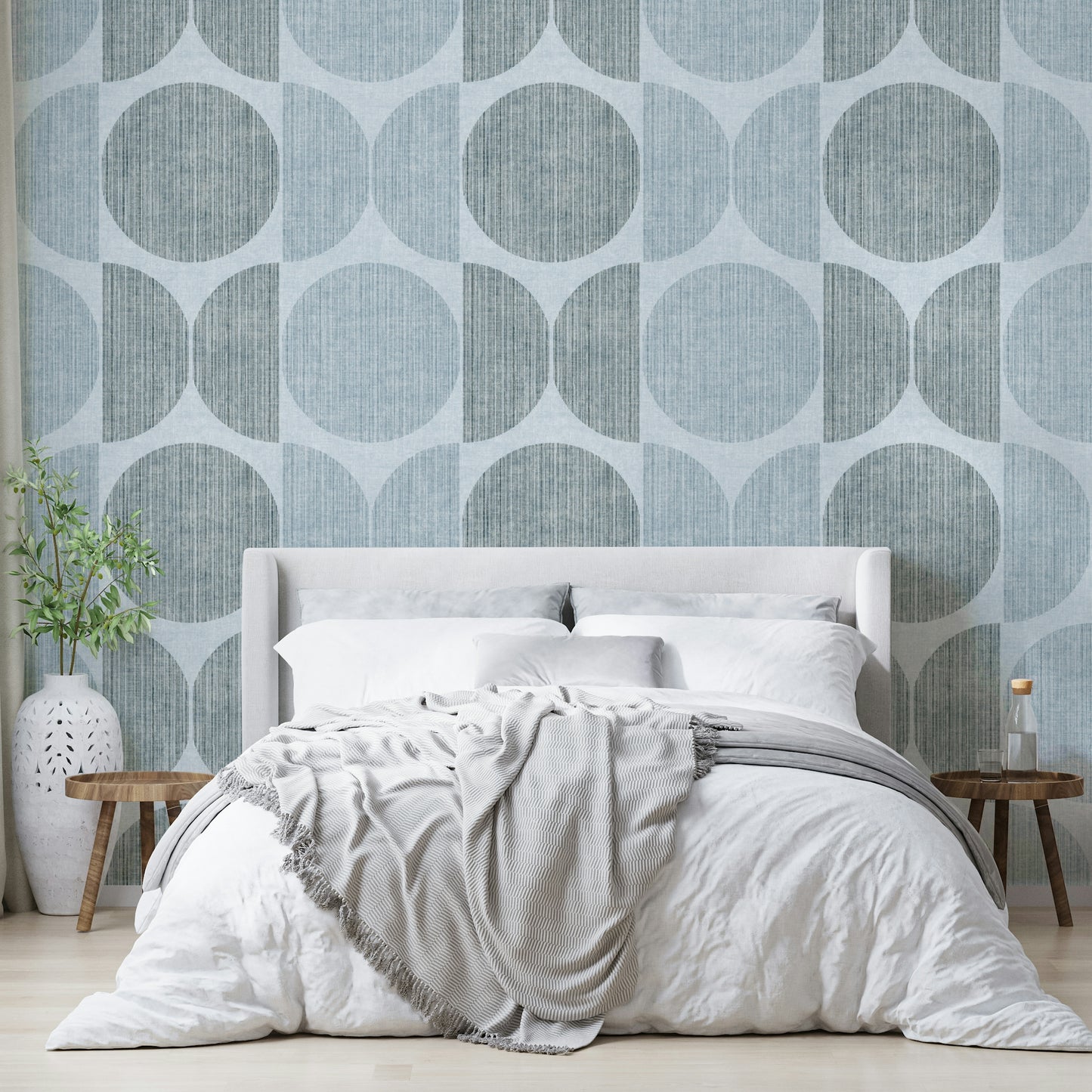 A beautiful Bauhaus circle wallpaper mural for a modern home.

