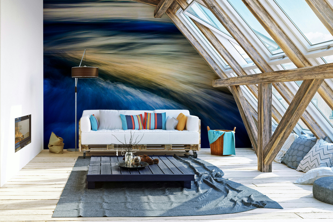 A beautiful abstract wave wallpaper mural for a modern home.

