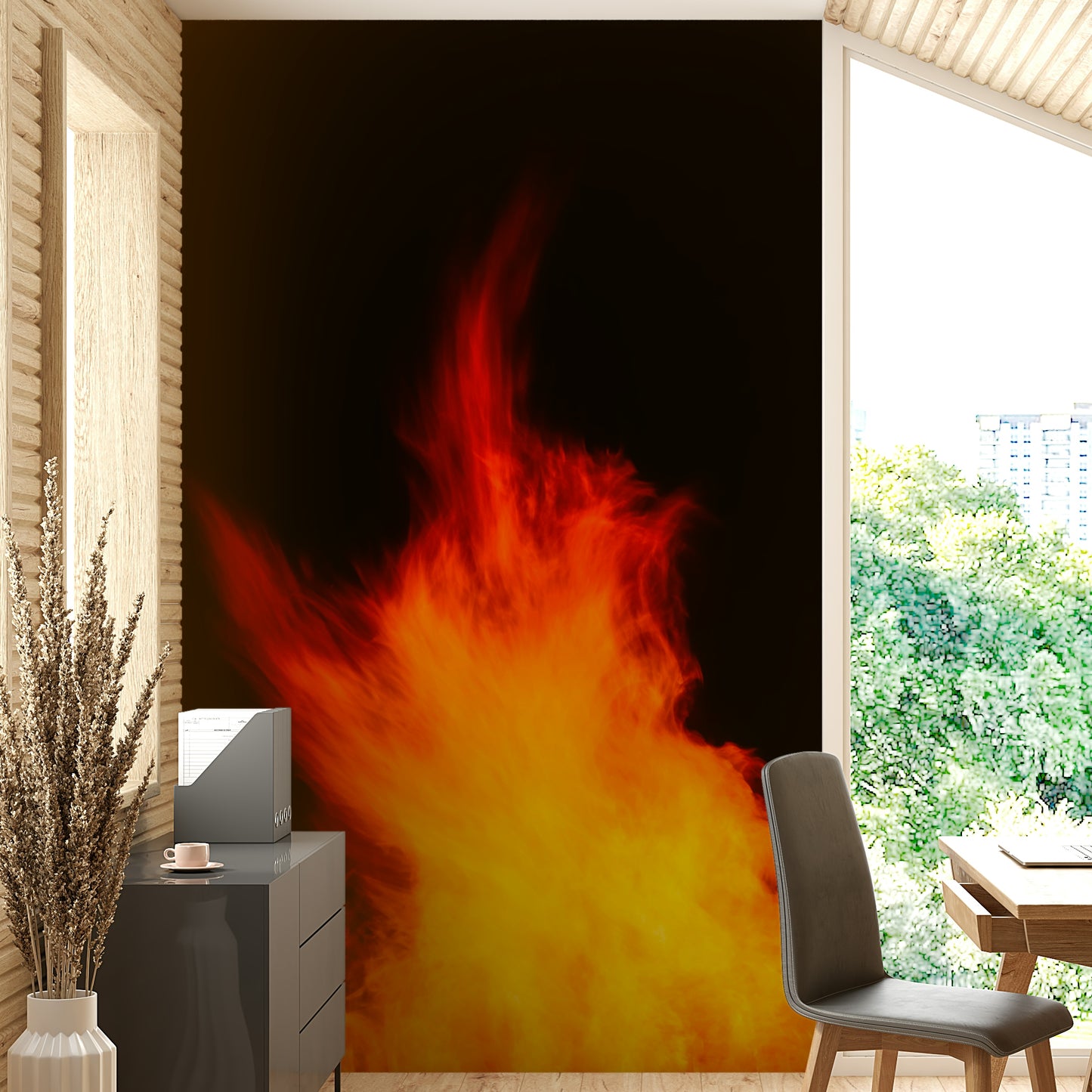 A contemplative Lag BaOmer wallpaper mural for a feature wall.


