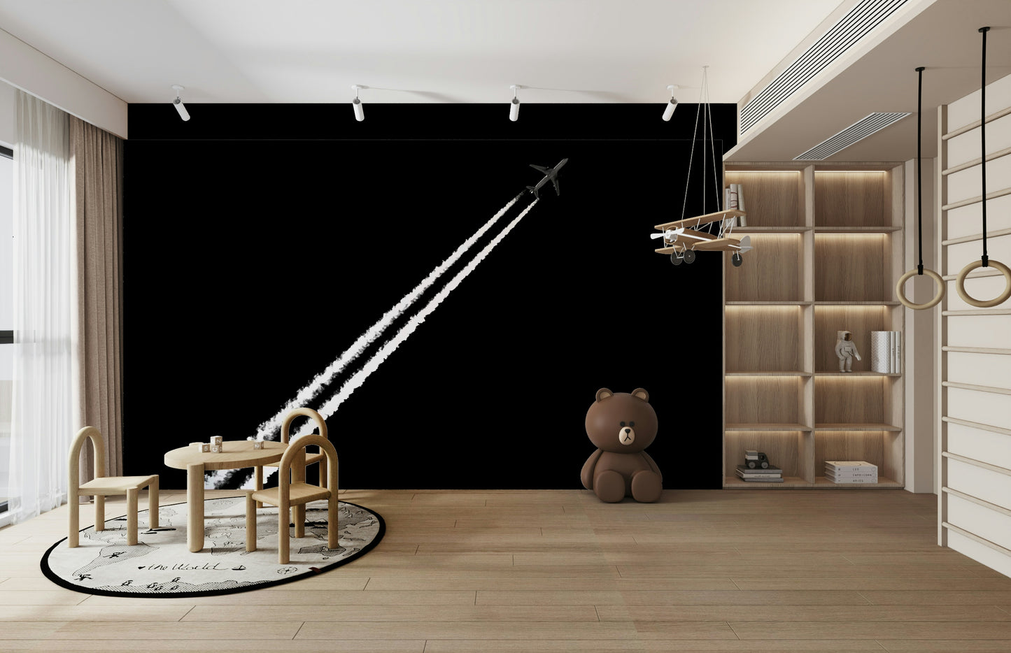 A contemplative monochrome design wallpaper mural for a feature wall.

