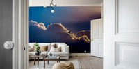 An artistic soft light mural on minimalist wallpaper.

