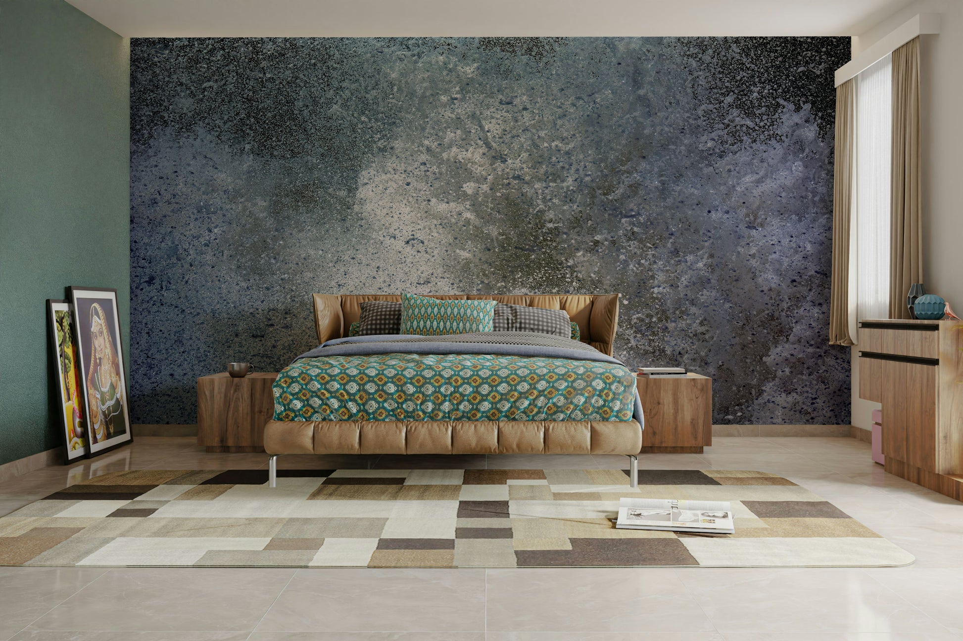 A beautiful wide-angle wall mural of abstract motion.

