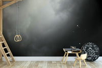 A peaceful sky view mural on decorative wallpaper.

