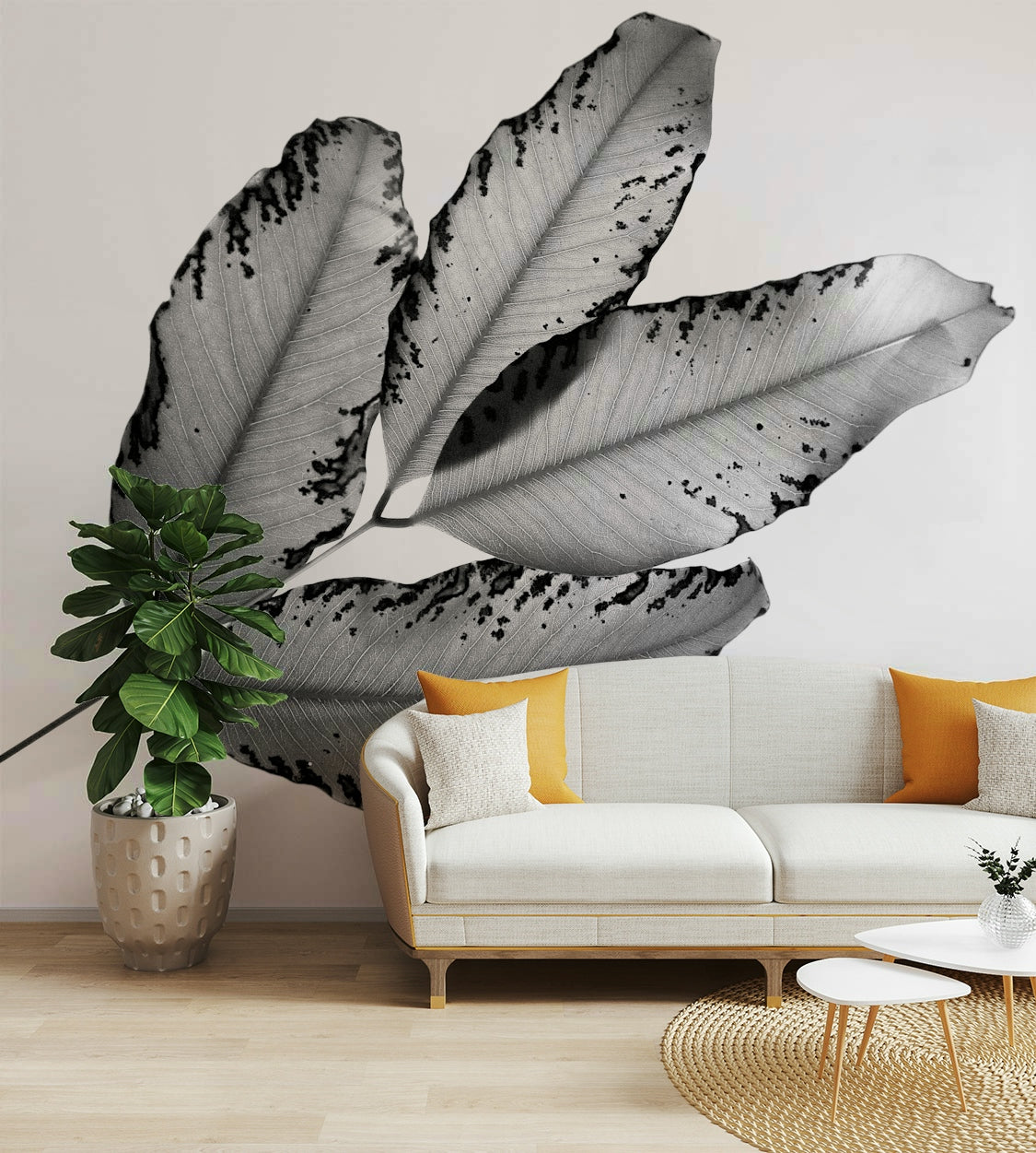 An artistic abstract nature mural for home decor.

