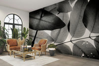A peaceful organic pattern mural on decorative wallpaper.

