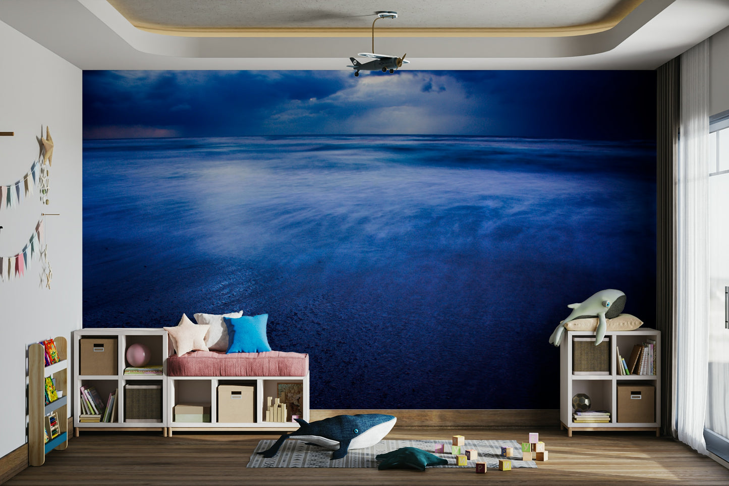 A beautiful stormy beach wallpaper mural of Sidni Ali.

