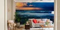 A beautiful stormy ocean wallpaper mural for a dramatic room.

