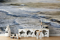 A peaceful endless horizon mural on decorative wallpaper.

