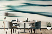 A peaceful artistic water mural on decorative wallpaper.

