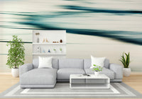 A calming abstract wave wallpaper mural that defines a space.

