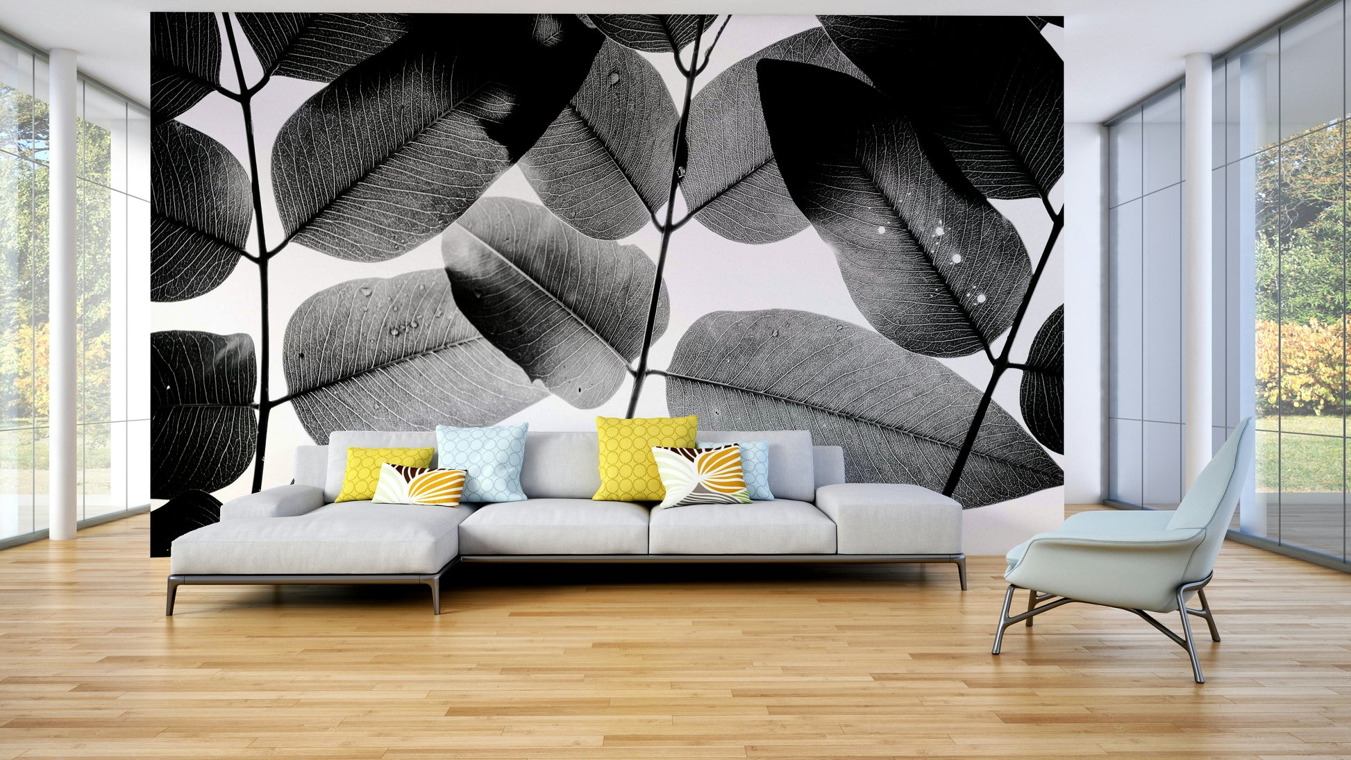 A beautiful organic pattern wall mural for a living room.

