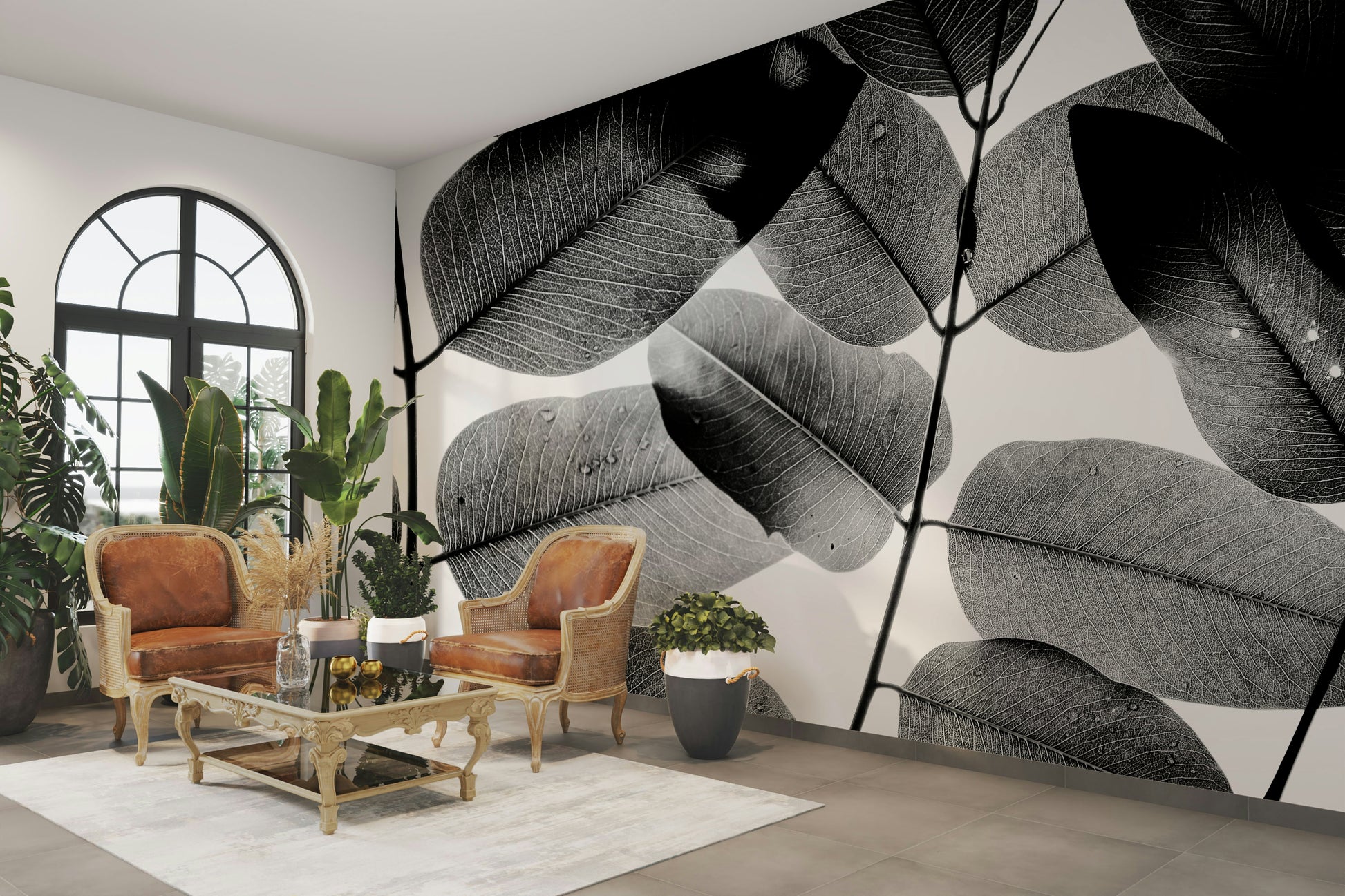 A serene botanical study wall mural for your decor.

