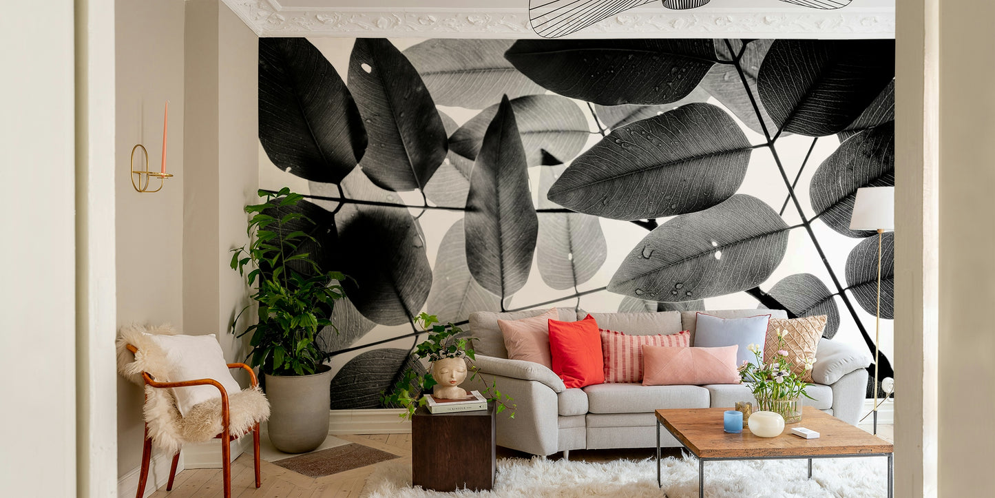 An artistic experimental mural on minimalist wallpaper.

