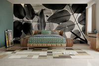 A calming leaf experiment wallpaper mural that defines a space.

