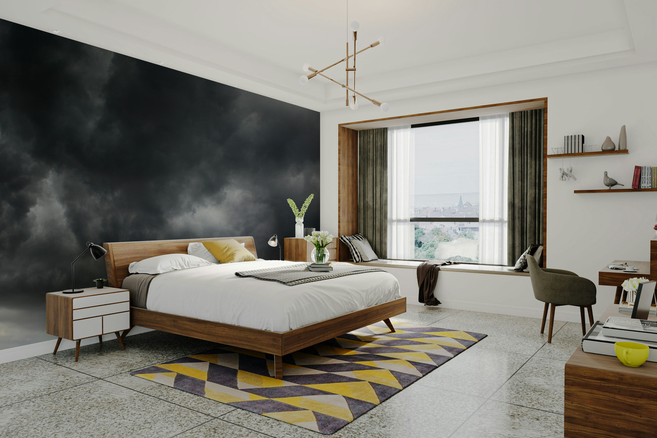 A beautiful dramatic storm wallpaper mural for a modern home.

