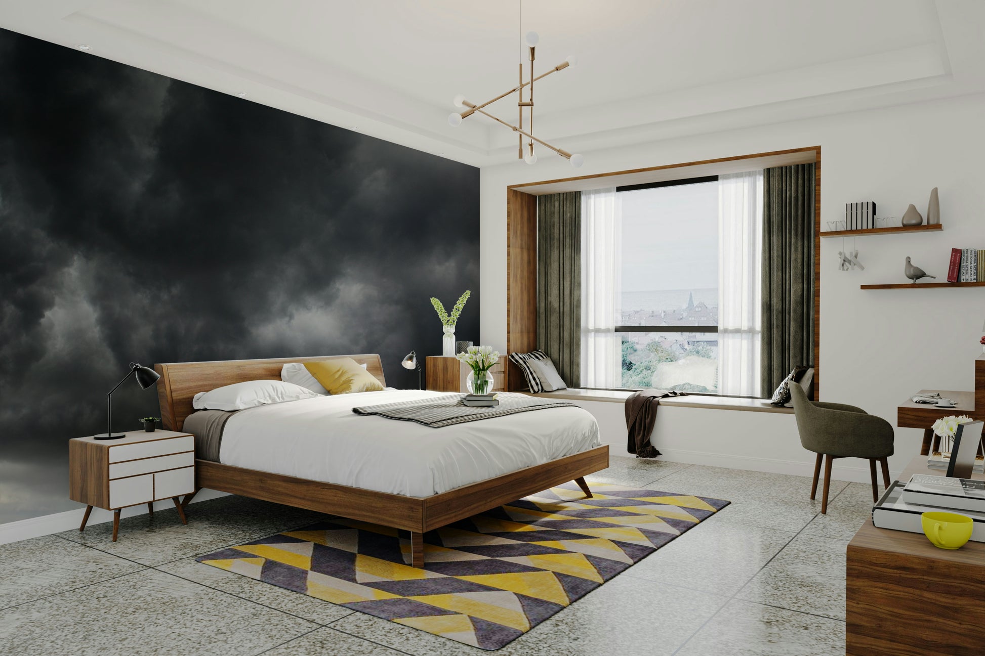 A beautiful dramatic storm wallpaper mural for a modern home.

